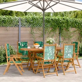 6 verstellbare Gartenstühle aus Massivholz und grünem Stoff von , Gartenstühle - Ref: Foro24-3214551, Preis: 432,36 €, Rabatt: %