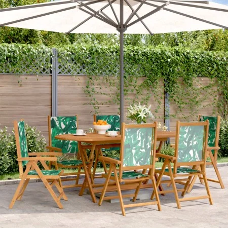 6 verstellbare Gartenstühle aus Massivholz und grünem Stoff von , Gartenstühle - Ref: Foro24-3214551, Preis: 432,36 €, Rabatt: %