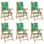 6 verstellbare Gartenstühle aus Massivholz und grünem Stoff von , Gartenstühle - Ref: Foro24-3214551, Preis: 432,36 €, Rabatt: %