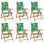 Sillas de jardín reclinables 6 uds madera maciza y tela verde by , Garden chairs - Ref: Foro24-3214551, Price: 440,67 €, Disc...