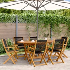 6 verstellbare Gartenstühle aus massivem Akazienholz in Schwarz von , Gartenstühle - Ref: Foro24-3214566, Preis: 434,98 €, Ra...