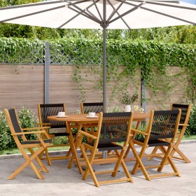 6 verstellbare Gartenstühle aus massivem Akazienholz in Schwarz von , Gartenstühle - Ref: Foro24-3214566, Preis: 406,75 €, Ra...