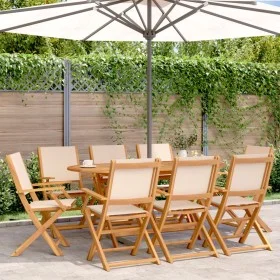 Sillas de jardín plegables 8 uds madera maciza y tela beige von , Gartenstühle - Ref: Foro24-3214585, Preis: 506,74 €, Rabatt: %