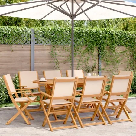 Sillas de jardín plegables 8 uds madera maciza y tela beige von , Gartenstühle - Ref: Foro24-3214585, Preis: 506,74 €, Rabatt: %
