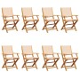 Sillas de jardín plegables 8 uds madera maciza y tela beige by , Garden chairs - Ref: Foro24-3214585, Price: 516,49 €, Discou...
