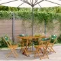 Sillas de jardín reclinables 4 uds madera maciza y tela verde by , Garden chairs - Ref: Foro24-3214622, Price: 169,52 €, Disc...