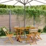 Sillas de jardín plegables 4 uds madera maciza y ratán PE beige by , Garden chairs - Ref: Foro24-3214598, Price: 171,35 €, Di...