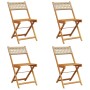 Sillas de jardín plegables 4 uds madera maciza y ratán PE beige by , Garden chairs - Ref: Foro24-3214598, Price: 170,07 €, Di...