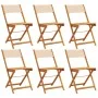 Sillas de jardín plegables 4 uds madera maciza y tela beige by , Garden chairs - Ref: Foro24-3214620, Price: 234,69 €, Discou...