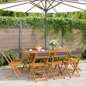 Faltbare Gartenstühle, 8 Stück, Massivholz und anthrazitfarbener Stoff von , Gartenstühle - Ref: Foro24-3214615, Preis: 289,4...