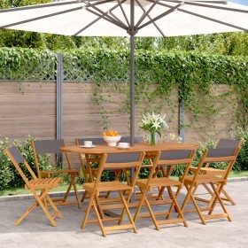 Sillas de jardín plegables 8 uds madera maciza y tela antracita de , Sillas de jardín - Ref: Foro24-3214615, Precio: 283,97 €...