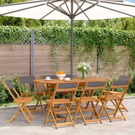 Faltbare Gartenstühle, 8 Stück, Massivholz und anthrazitfarbener Stoff von , Gartenstühle - Ref: Foro24-3214615, Preis: 289,4...