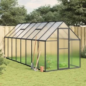 Invernadero con marco base aluminio antracita 445x169x195 cm de , Invernaderos - Ref: Foro24-3266334, Precio: 671,04 €, Descu...
