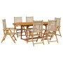 Set de comedor de jardín 7 pzas ratán PE madera maciza beige de , Conjuntos de jardín - Ref: Foro24-3281720, Precio: 776,55 €...