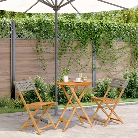 3-teiliges Bistro-Set aus grauem PE-Rattan und Massivholz von , Gartensets - Ref: Foro24-3281743, Preis: 125,33 €, Rabatt: %