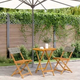 Juego de bistro de 3 piezas ratán PE y madera maciza gris by , Garden sets - Ref: Foro24-3281839, Price: 149,11 €, Discount: %