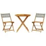 3-teiliges Bistro-Set aus grauem PE-Rattan und Massivholz von , Gartensets - Ref: Foro24-3281839, Preis: 149,11 €, Rabatt: %