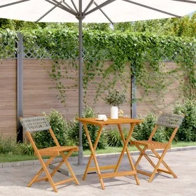 Juego de bistro de 3 piezas ratán PE y madera maciza gris by , Garden sets - Ref: Foro24-3281755, Price: 143,39 €, Discount: %