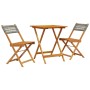 3-teiliges Bistro-Set aus grauem PE-Rattan und Massivholz von , Gartensets - Ref: Foro24-3281755, Preis: 141,92 €, Rabatt: %