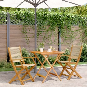 3-teiliges Bistro-Set aus Polypropylen und massivem Holz in Beige von , Gartensets - Ref: Foro24-3281879, Preis: 253,24 €, Ra...