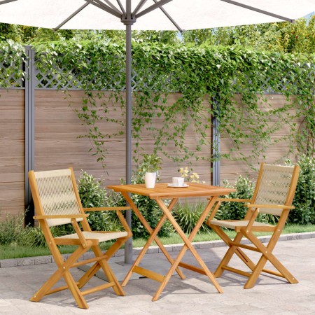 Juego de bistro de 3 piezas polipropileno y madera maciza beige by , Garden sets - Ref: Foro24-3281879, Price: 252,03 €, Disc...