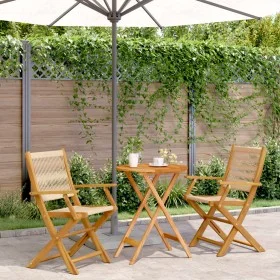 3-teiliges Bistro-Set aus Polypropylen und massivem Holz in Beige von , Gartensets - Ref: Foro24-3281795, Preis: 222,22 €, Ra...