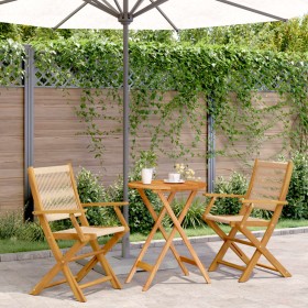 Juego de bistro de 3 piezas polipropileno y madera maciza beige by , Garden sets - Ref: Foro24-3281795, Price: 226,86 €, Disc...