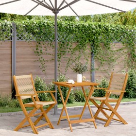 3-teiliges Bistro-Set aus Polypropylen und massivem Holz in Beige von , Gartensets - Ref: Foro24-3281807, Preis: 242,73 €, Ra...