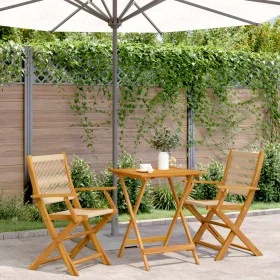 Juego de bistro de 3 piezas polipropileno y madera maciza beige by , Garden sets - Ref: Foro24-3281807, Price: 241,25 €, Disc...