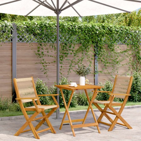 3-teiliges Bistro-Set aus Polypropylen und massivem Holz in Beige von , Gartensets - Ref: Foro24-3281807, Preis: 242,73 €, Ra...