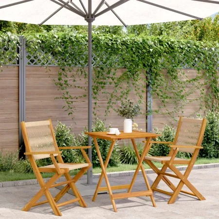 3-teiliges Bistro-Set aus Polypropylen und massivem Holz in Beige von , Gartensets - Ref: Foro24-3281807, Preis: 241,25 €, Ra...