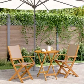 Juego de bistro de 3 piezas tela y madera maciza taupe by , Garden sets - Ref: Foro24-3281858, Price: 192,87 €, Discount: %