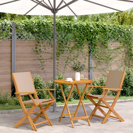 Juego de bistro de 3 piezas tela y madera maciza taupe by , Garden sets - Ref: Foro24-3281858, Price: 197,53 €, Discount: %