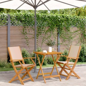 Juego de bistro de 3 piezas tela y madera maciza bej by , Garden sets - Ref: Foro24-3281811, Price: 194,69 €, Discount: %