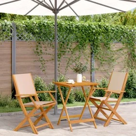 Juego de bistro de 3 piezas tela y madera maciza bej by , Garden sets - Ref: Foro24-3281811, Price: 189,32 €, Discount: %