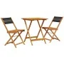 3-teiliges Bistro-Set aus schwarzem Polypropylen und Massivholz von , Gartensets - Ref: Foro24-3281757, Preis: 147,29 €, Raba...