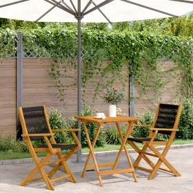 Juego de bistro de 3 piezas polipropileno y madera maciza negro by , Garden sets - Ref: Foro24-3281805, Price: 194,13 €, Disc...