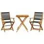 Juego de bistro de 3 piezas polipropileno y madera maciza negro by , Garden sets - Ref: Foro24-3281805, Price: 194,13 €, Disc...