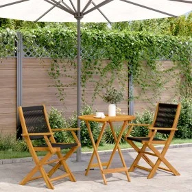 Juego de bistro de 3 piezas polipropileno y madera maciza negro by , Garden sets - Ref: Foro24-3281853, Price: 211,76 €, Disc...