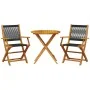 3-teiliges Bistro-Set aus schwarzem Polypropylen und Massivholz von , Gartensets - Ref: Foro24-3281853, Preis: 199,50 €, Raba...
