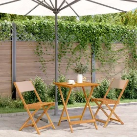 Juego de bistro de 3 piezas tela y madera maciza taupe by , Garden sets - Ref: Foro24-3281762, Price: 145,02 €, Discount: %