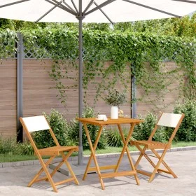 Juego de bistro de 3 piezas tela y madera maciza blanco crema by , Garden sets - Ref: Foro24-3281760, Price: 135,47 €, Discou...