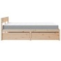 Cama con cajones y colchón madera maciza de pino 140x200 cm de , Camas y somieres - Ref: Foro24-3281898, Precio: 470,86 €, De...