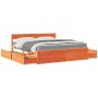 Bed with drawers and mattress solid wood brown pine 180x200 cm by , Beds and slatted bases - Ref: Foro24-3281891, Price: 578,...