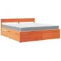 Cama con cajones y colchón madera maciza pino marrón 180x200 cm de , Camas y somieres - Ref: Foro24-3281891, Precio: 569,53 €...