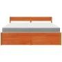 Cama con cajones y colchón madera maciza pino marrón 180x200 cm de , Camas y somieres - Ref: Foro24-3281891, Precio: 569,53 €...