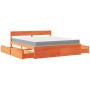 Bed with drawers and mattress solid wood brown pine 180x200 cm by , Beds and slatted bases - Ref: Foro24-3281891, Price: 578,...