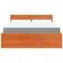 Bed with drawers and mattress solid wood brown pine 140x200 cm by , Beds and slatted bases - Ref: Foro24-3281900, Price: 471,...