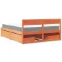 Bed with drawers and mattress solid wood brown pine 140x200 cm by , Beds and slatted bases - Ref: Foro24-3281900, Price: 471,...