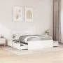 Bed with drawers and mattress white pine solid wood 120x200 cm by , Beds and slatted bases - Ref: Foro24-3281902, Price: 478,...
